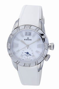 Edox Women's 62005 3D40 NAIN Royal Lady Diamond GMT Mother Of Pearl Dial Watch