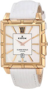 Edox Women's 26022 37R NAIR Classe Royale God PVD Steel Rectangular Date Watch