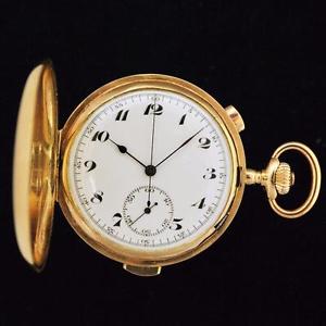 SWISS 1900' QUARTER REPEATER & CHRONOGRAPH 18K SOLID GOLD HUNTER POCKET WATCH
