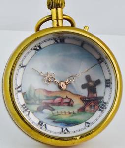 Rare antique System Glashutte Automaton ball watch c1890.Dutch Mill enamel dial