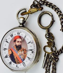 Antique silver Ottoman Pasha officer award watch&fob.Sultan Abdülmecid II dial