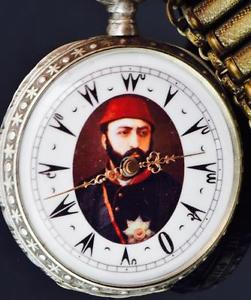 Antique silver Ottoman Pasha officer award watch&fob c1860.Sultan Abdulaziz dial