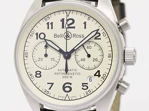 Polished BELL & ROSS Vintage Chronograph Steel Automatic Watch BR126 (BF088616)