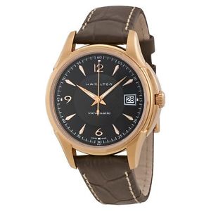 Hamilton H32445585 Mens Black Dial Analog Automatic Watch with Leather Strap