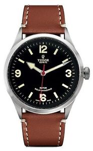New Tudor Heritage 41mm Steel/Leather Black Dial Men's Watch 79910-0003