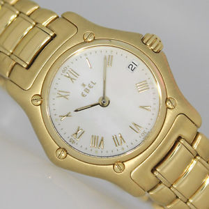 EBEL 1911 DAMENUHR Ø26mm GOLD / GOLD PERLMUTT UHR BOX  PAPIERE