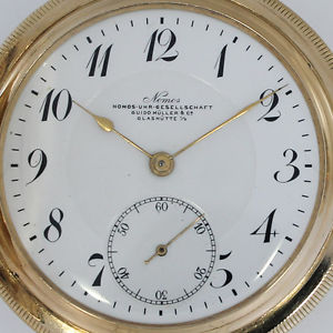 NOMOS GLASHÜTTE 1A TASCHENUHR SAVONETTE GOLD