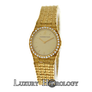 Ladies Audemars Piguet Royal Oak 18K Yellow Gold Diamonds 21MM Quartz Watch
