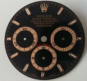 DAYTONA GOLD ROLEX Zenith black tritium DIAL 16528 16524 16523 with 6 HANDS SET
