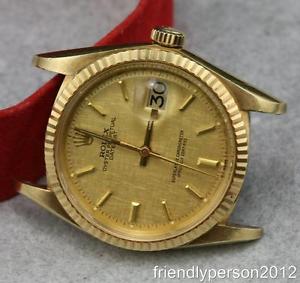 Customized After Market Solid Yellow Gold 1601 Datejust Non Quick Set Acrylic