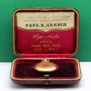 ULYSSE NARDIN 18K SOLID GOLD ENAMEL DIAL PENDANT & POCKET WATCH BOX & PAPER