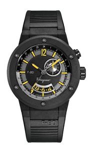 Ferragamo Men's F55LGQ6875 S113 F-80 Black Carbon Fiber Soft Rubber Date Watch