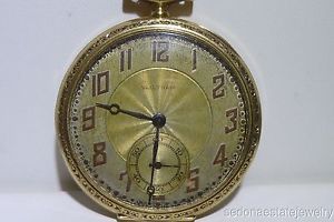 ANTIQUE WALTHAM ROYAL 14k GREEN GOLD SIZE 16 POCKET WATCH 1922s REFINISHED