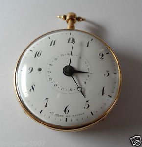 ANTIQUE 1750 YEAR REPEATER & DATE "D' DROZ DIT BUSSET" POCKET WATCHE 18K GOLD  !