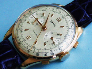 CRONOGRAFO VETTA ORO MASSICCIO ROSA 18K MOVIMENTO VALJOUX CAL 22 RUOTA A COLONNE