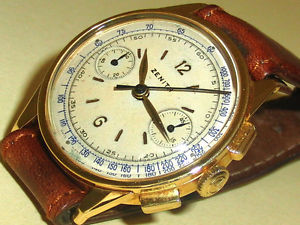 RARO CRONOGRAFO ZENITH ORO 18K 1946 MOV.CAL 146 LAVORATO AD ONDE DI GINEVRA
