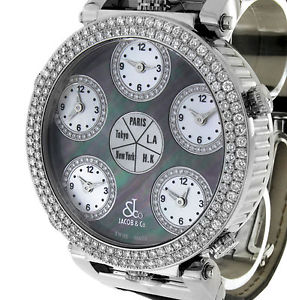 Jacob & Co. Five Time Zones World Time Monster Quarz Diamantbesatz an Krokoband