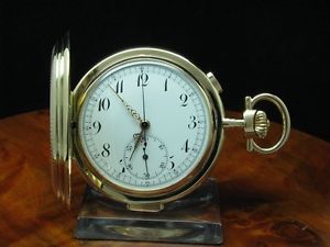 14kt 585 GOLD SAVONETTE TASCHENUHR CHRONOGRAPH VIERTEL-REPETITION