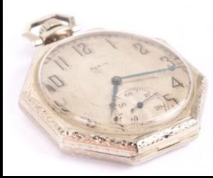 14 K White Gold 1920S Pocket Watch Octagonal Shape In Working Order 54 Gram