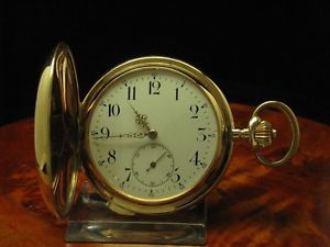 14kt 585 GOLD SAVONETTE SPRUNGDECKEL TASCHENUHR VIERTEL-REPETITION