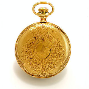 14K Gold Engraved Case 21-Jewel Non-Magnetic Watch Co. Illinois Pocket Watch