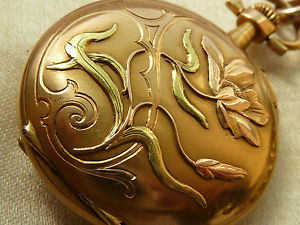 ANTIQUE FRENCH ART NOUVEAU 18CT GOLD  LADIES MINIATURE WATCH / PENDANT & CHAIN
