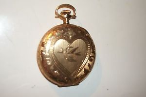 21-Jewel Waltham Riverside Maximus Pocket Watch 14K Engraved Hunter Case