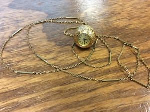 Nadine Swiss Made 18k Yellow Gold Fine Watch Necklace Keeps Time Scarce