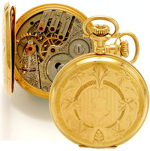 14K Gold Hunter Case 21-Jewel Three-Finger Bridge Movement Elgin Pocket Watch