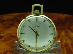 ZENTRA 14kt 585 GOLD OPEN FACE TASCHENUHR / ANHÄNGEUHR / KALIBER 2391