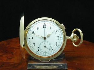 14kt 585 GOLD SAVONETTE TASCHENUHR CHRONOGRAPH VIERTEL-REPETITION