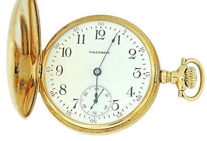 Mint 1912 Waltham AWW Antique 14k Solid Gold Full Hunter Pocket Watch 14s