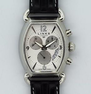Links of London Chronograph Leather Band Swiss Made White Dial 40mm Watch