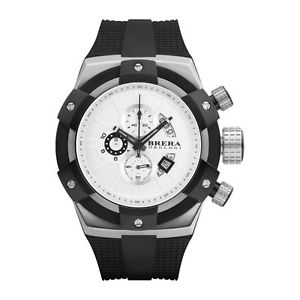 Brera Orologi BRSSC4905 Mens White Dial Analog Quartz Watch with Rubber Strap