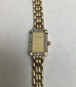 Vintage Female Geneve Watch - Diamond Encrusted Bezel