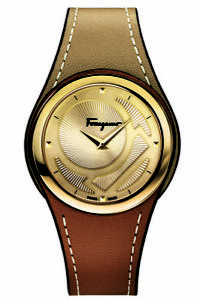 Ferragamo Women's FID020015 GANCINO CHIC Gold Ip Brown Leather Wristwatch