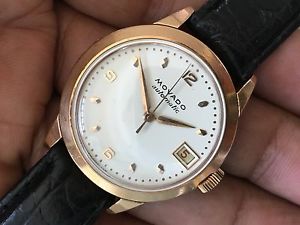 Vintage MOVADO Bumper R6259 Early Quick Set Date 18K Rose Gold Auto Watch 1950s