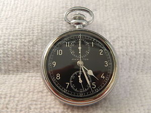 EXCELLENT JUST SERVICED 1942 WWII HAMILTON MODEL23, 16S, 19J, 3P+T CHRONOGRAPH