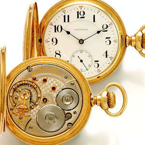 Mint Condition 18-Size 14K Gold Case 21-Jewel Waltham Vanguard Pocket Watch