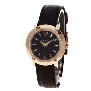 Authentic GRAFF STAR30P Diamond / Emerald Watches  18K pink gold/leather Women