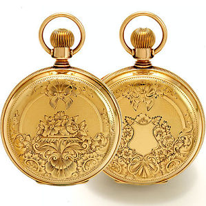 Mint Condition 18-Size 10K Gold Hunter Case Elgin Pocket Watch CA1886