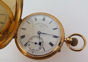 . C 1912 18K GOLD POCKET WATCH BY NICOLE NIELSEN LONDON MATCHING NUMBERS