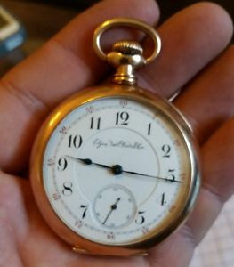 Very Heavy!! ANTIQUE ELGIN 14K GOLD OPEN FACE POCKET WATCH RUNS 113 grams!!
