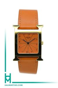 Hermes Goldtone H-Hour Quartz - Orange Dial and Strap - Ref. HH1.501