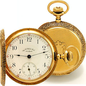 16-Size 14K Gold Hunter Case 17-Jewel Waltham Riverside Pocket Watch CA1898