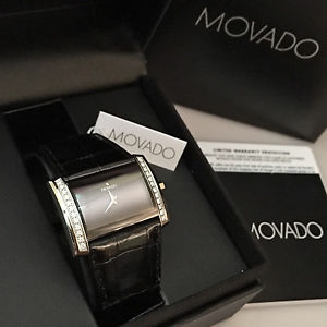 Movado Eliro Majesta 0.84ctw Diamonds Alligator Strap Ladies Watch 0605263 NEW
