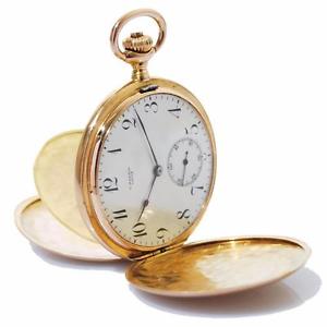 ALL ORIGINAL 1910' ULYSSE NARDIN HEAVY 18K SOLID GOLD POCKET WATCH ENAMELED DIAL