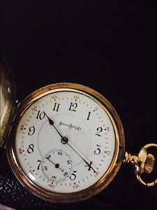 Beautiful Illinois 21 Jewel Hunting Case 16 Size Pocket Watch Silver/Gold Inlay