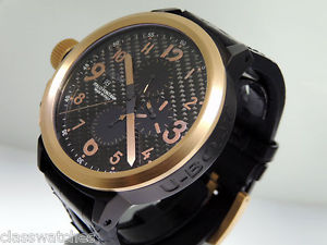 U-Boat Flightdeck 1838 Chronograph DLC SS/ 18K Gold Carbon Dial 50mm $16,800 NIB