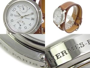 Hermes Clipper Power Reserve CL5.710 Watch White Excellent++ from Japan